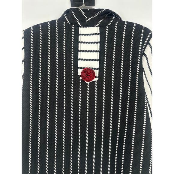 IC by Connie K Jacket Womens Medium Artsy Striped White Black Big Button USA - Picture 6 of 9